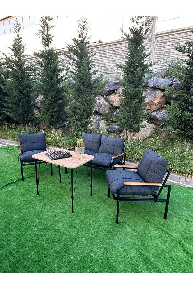 Balkon, Bahçe, Cafe Metal Koltuk Takımı 2 1 1 Masalı